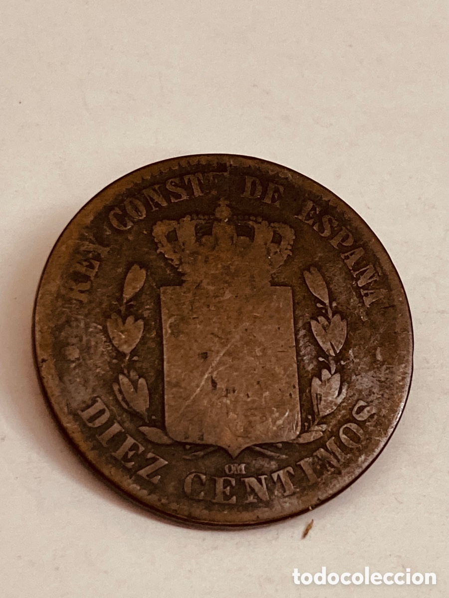 Monedas de Espa&ntilde;a: Moneda de 10 c&eacute;ntimos 1870 L46 - Foto 2