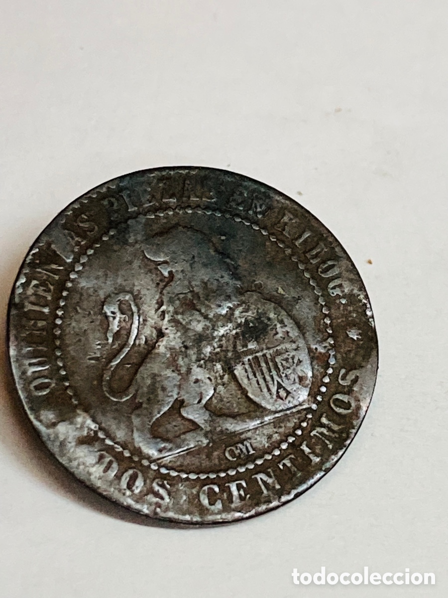 Monedas de Espa&ntilde;a: Moneda 2 c&eacute;ntimos 1870 L46 - Foto 2