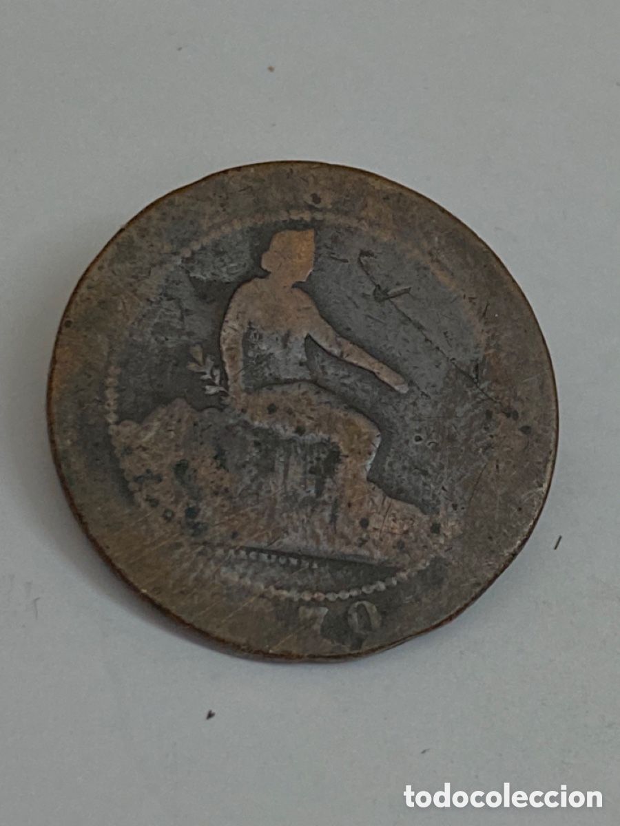 Monedas de Espa&ntilde;a: Moneda de 10 c&eacute;ntimos 1870 L46 - Foto 2