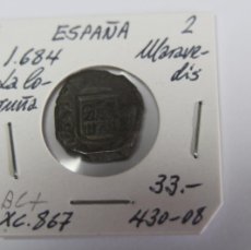 Monedas de España: MONEDA DE 2 MARAVEDIS DE 1684 XC 867 LA CORUÑA EN BC+