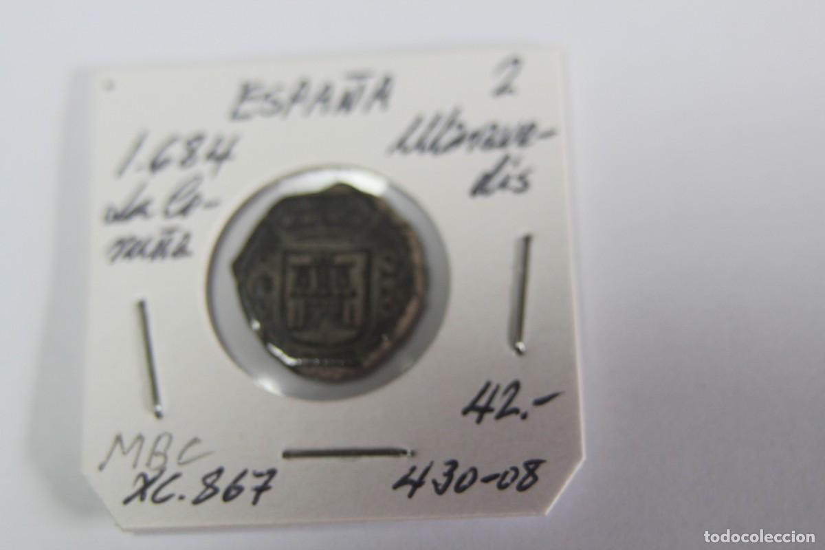 Monedas de Espa&ntilde;a: Moneda de 2 Maravedis de 1684 XC 867 LA CORU&Ntilde;A en MBC - Foto 1