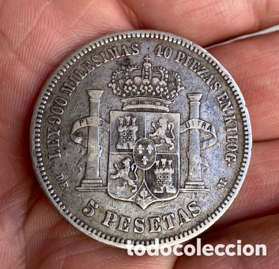 Monedas de Espa&ntilde;a: 5 PESETAS ALFONSO XII 1876 - Foto 2