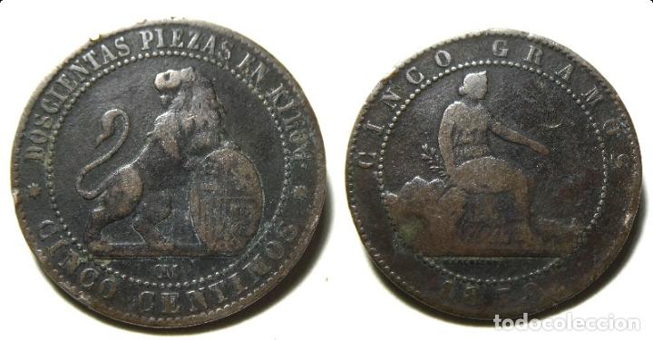 Monedas de Espa&ntilde;a: MONEDA DE CINCO C&Eacute;NTIMOS GOBIERNO PROVISIONAL 1870 OM - Foto 1