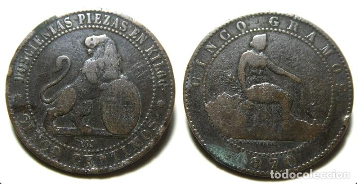 Monedas de Espa&ntilde;a: MONEDA DE CINCO C&Eacute;NTIMOS GOBIERNO PROVISIONAL 1870 OM - Foto 1