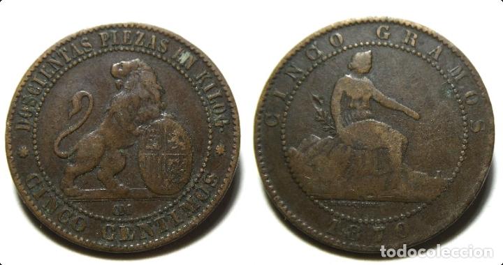 Monedas de Espa&ntilde;a: MONEDA DE CINCO C&Eacute;NTIMOS GOBIERNO PROVISIONAL 1870 OM - Foto 1