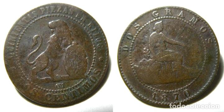 Monedas de Espa&ntilde;a: MONEDA DE 2 CENTIMOS 1870 GOBIERNO PROVISIONAL - Foto 1