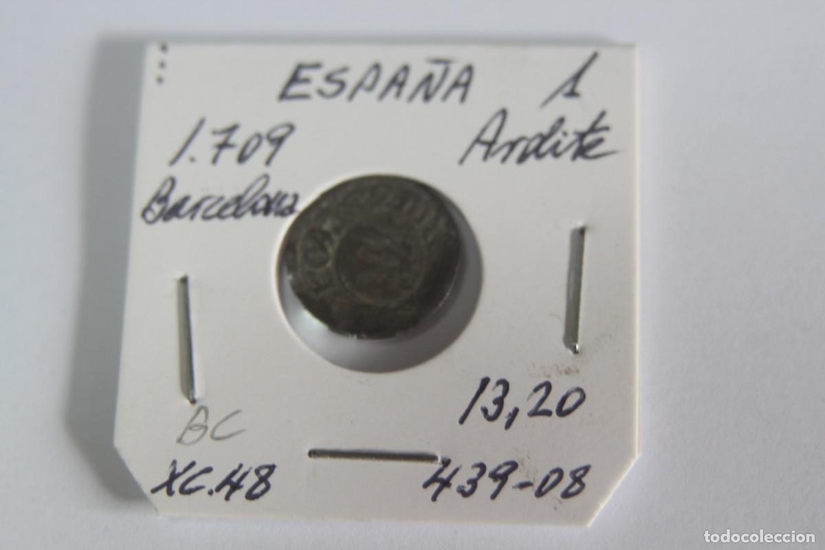 Monedas de Espa&ntilde;a: Moneda de 1 Ardite de 1709 XC 48 de BARCELONA en BC - Foto 1