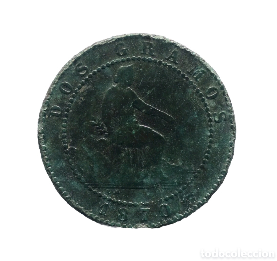Monedas de Espa&ntilde;a: 2 CENTIMOS GOBIERNO PROVISIONAL 1870 - Foto 2
