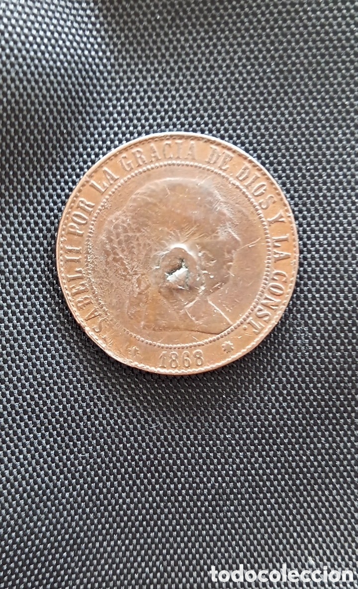 Monedas de Espa&ntilde;a: ESPA&Ntilde;A 5 CENTS DE ESCUDO 1868 - Foto 2
