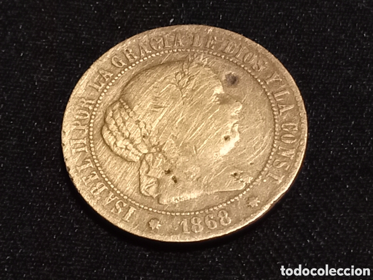 Monedas de Espa&ntilde;a: Moneda ISABEL II. 2,5 c&eacute;ntimos de Escudo. 1868 - Foto 1