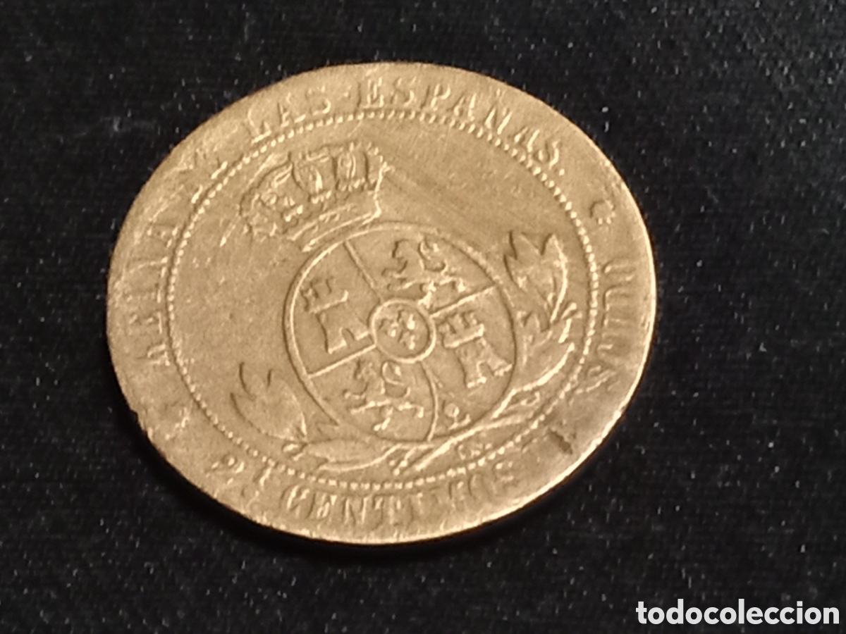 Monedas de Espa&ntilde;a: Moneda ISABEL II. 2,5 c&eacute;ntimos de Escudo. 1868 - Foto 2