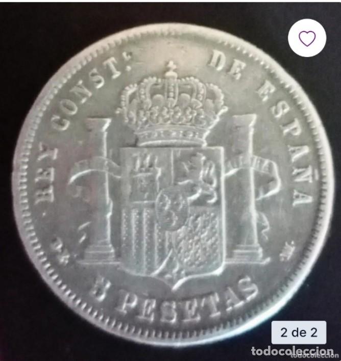 Monedas de Espa&ntilde;a: Moneda de plata de cinco pesetas Alfonso XII - Foto 2