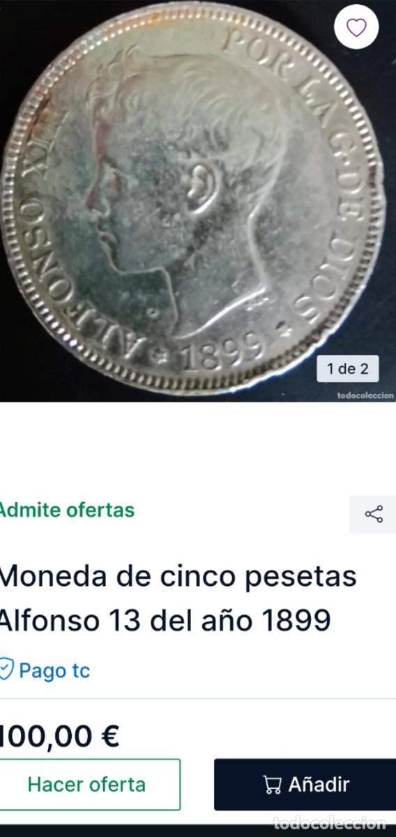 Monedas de Espa&ntilde;a: Moneda de Alfonso XIII 1899 - Foto 1