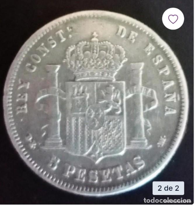 Monedas de Espa&ntilde;a: Moneda de 5 pesetas Amadeo xll 1877 - Foto 2