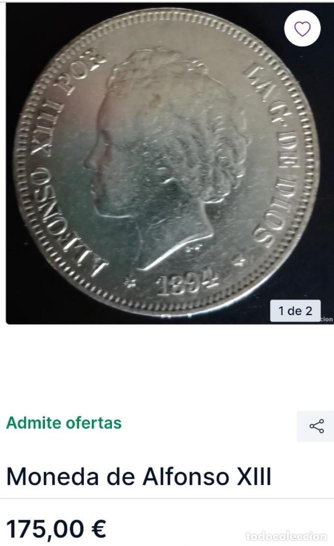 Monedas de Espa&ntilde;a: Moneda de Alfonso XIII 1894 - Foto 1