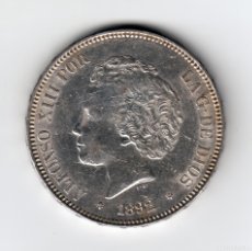 Monedas de España: ESPAÑA 5 PESETAS PLATA 1892 PG.M *18* *92* ALFONSO XIII TIPO RIZOS PRECIOSO DURO