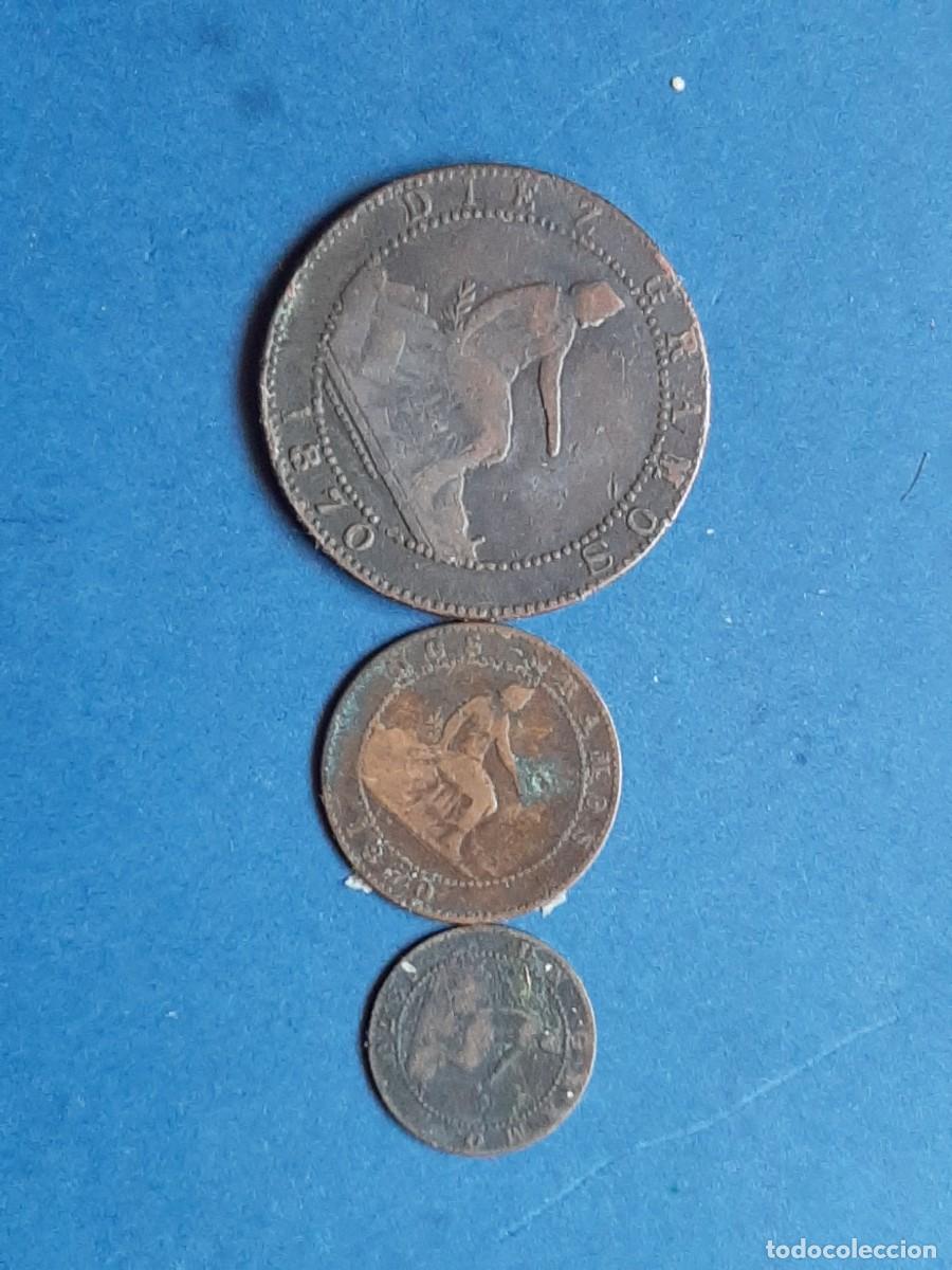 Coins of Spain: Monedas gobierno provisional 10 2 1 centimo BC