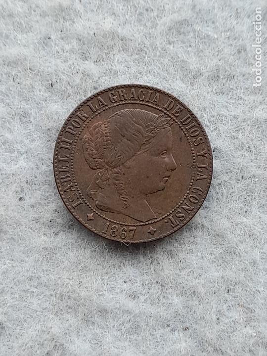 Monedas de Espa&ntilde;a: Isabel II. 1 C&eacute;ntimo. A&ntilde;o 1867. Ceca de Jubia. - Foto 2