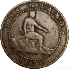 Monedas de España: Ω ESPAÑA. 2 CÉNTIMOS DE 1870. GOBIERNO PROVISIONAL. (CECA OM BARCELONA). KM# 661. (503).