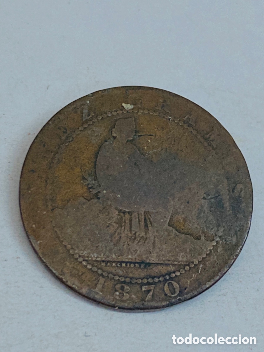 Monedas de Espa&ntilde;a: Moneda diez c&eacute;ntimos 1870 X33 - Foto 1