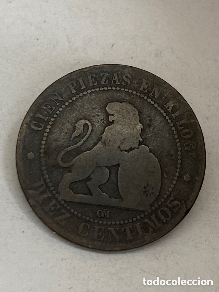 Monedas de Espa&ntilde;a: Moneda de diez c&eacute;ntimos 1870 X33 - Foto 1