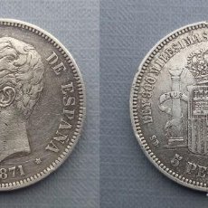 Monedas de España: SPAIN COIN MONEDA AMADEO I 5 PESETAS 1871 *18 *71 SD-M PLATA SILVER ORIGINAL