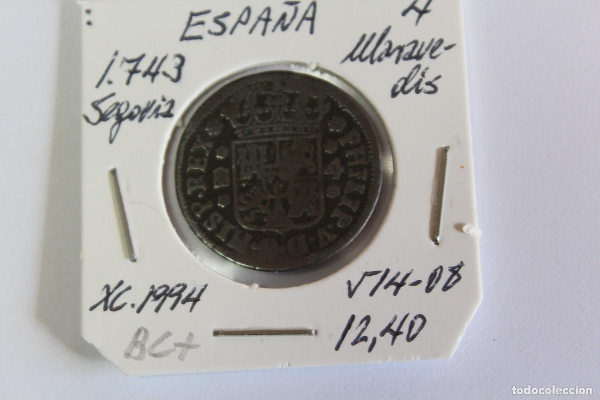 Monedas de Espa&ntilde;a: Moneda de 4 MARAVEDIS de 1743 de SEGOVIA XC 1994 en BC+ - Foto 1