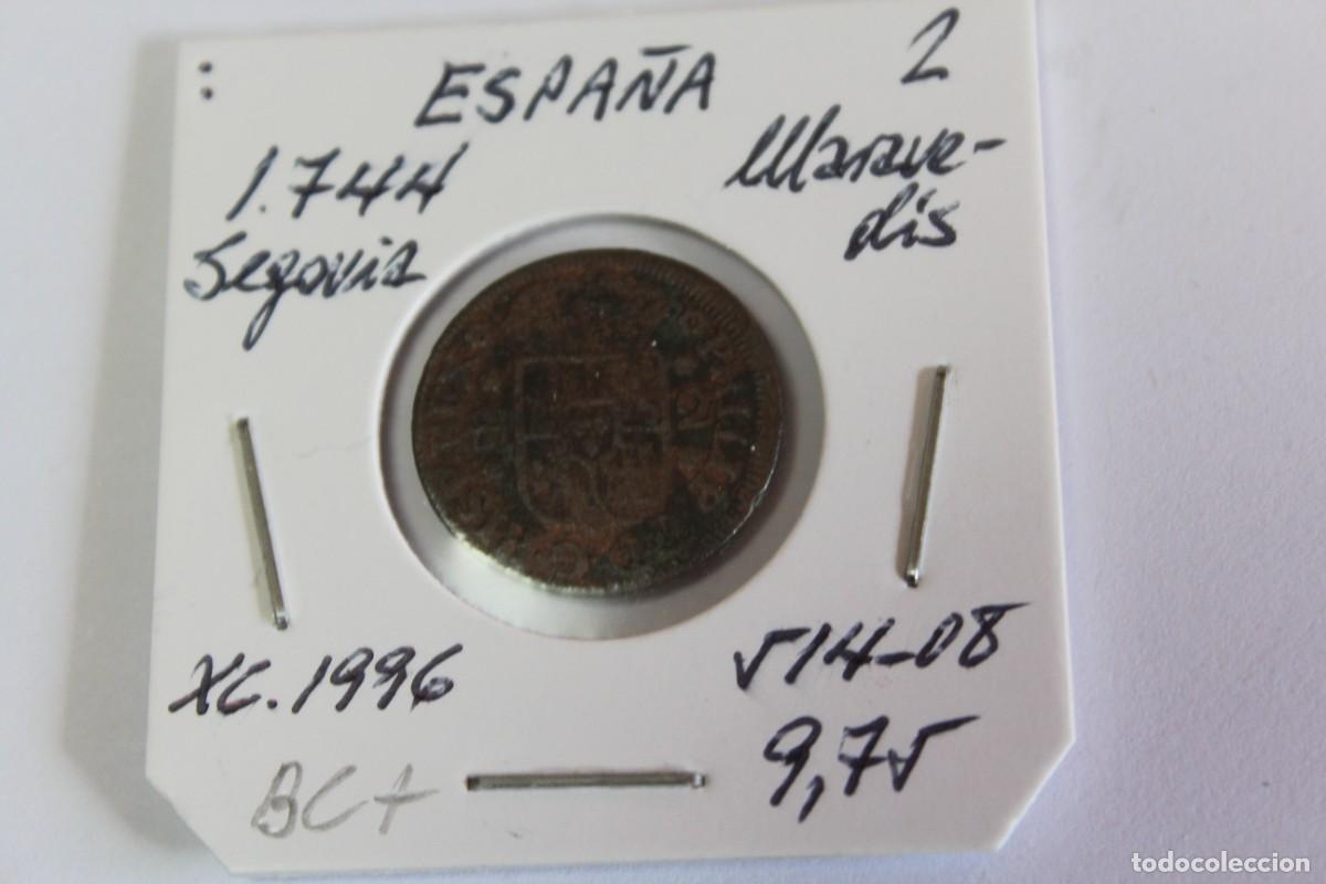 Monedas de Espa&ntilde;a: Moneda de 2 MARAVEDIS de 1744 de SEGOVIA XC 1996 en BC+ - Foto 1