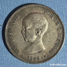 Monedas de España: 5 PESETAS - ALFONSO XIII - 1888 ESTRELLA 18* 88* - MPM MADRID - PLATA