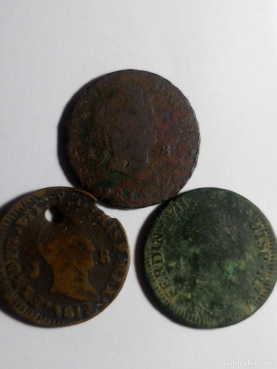 Monedas de Espa&ntilde;a: FERNANDO VII - LOTE 3 MONEDAS DE 8 MARAVEDIS - Foto 1
