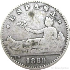 Monedas de España: GOBIERNO PROVISIONAL: 50 CÉNTIMOS. 1869 *(6)-9. PLATA./ ”ESCASA” USADA, LA DE LA FOTO.