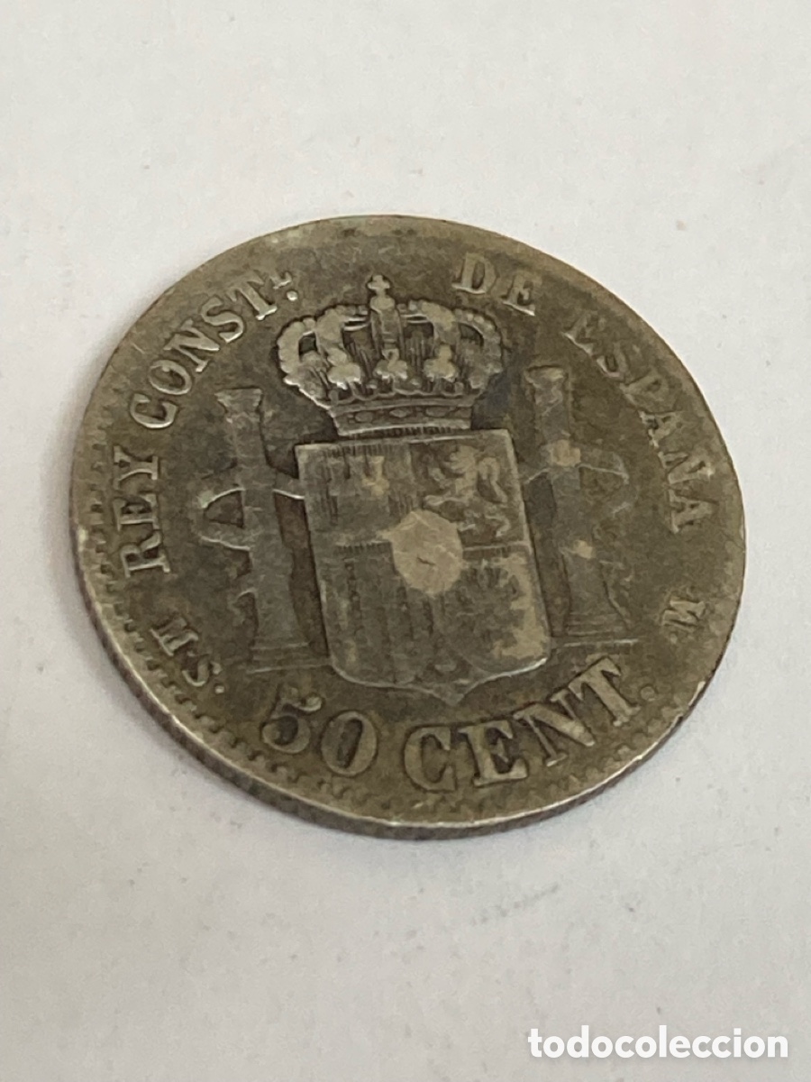 Monedas de Espa&ntilde;a: Moneda 50 c&eacute;ntimos 1880 L20 - Foto 2