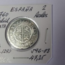 Monedas de España: 2 REALES DE PLATA DE 1760 MADRID XC 1290 EN BC+