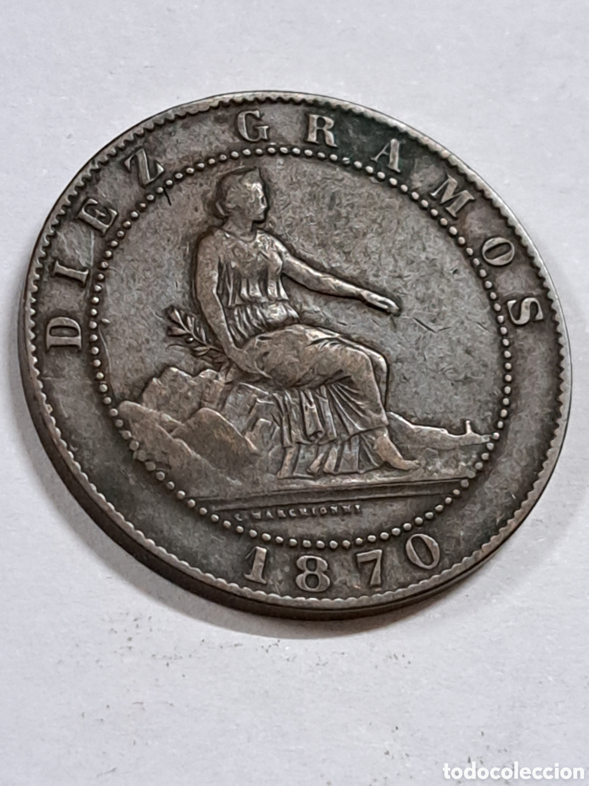 Monedas de Espa&ntilde;a: 10 c&eacute;ntimos del gobierno provisional a&ntilde;o 1870 - Foto 2