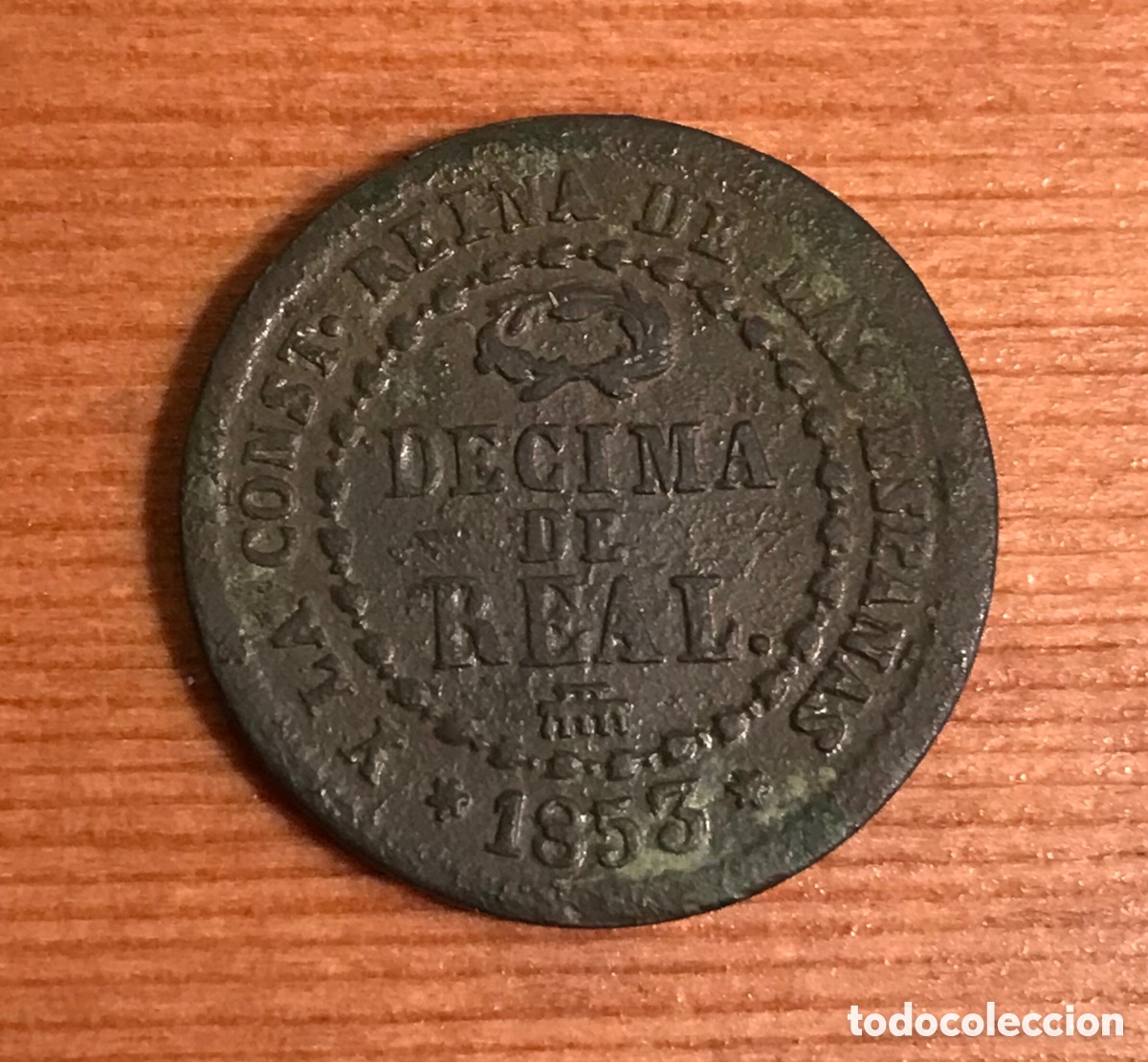 Monedas de Espa&ntilde;a: Moneda una d&eacute;cima de real. Isabel II. 1853. - Foto 1