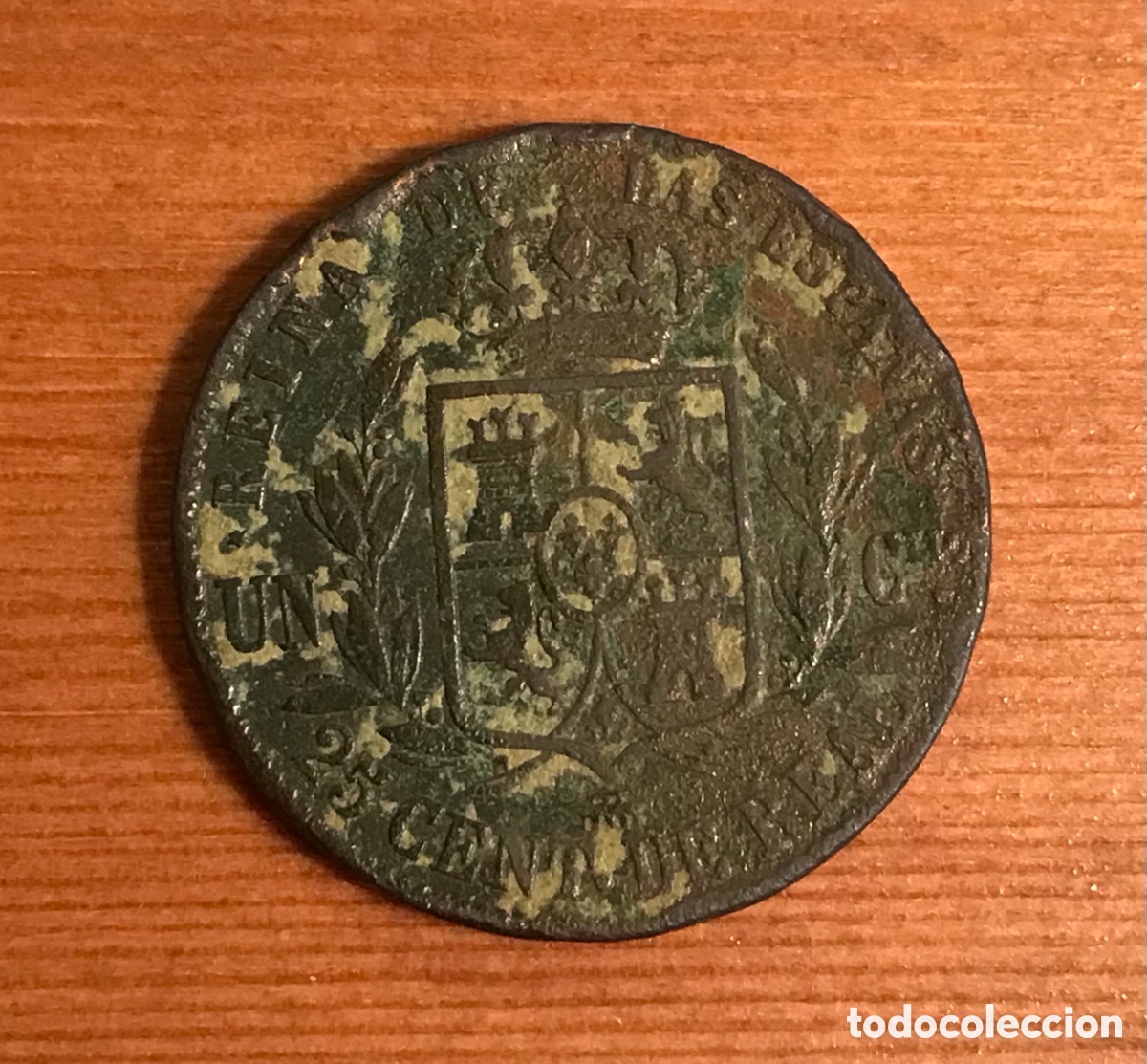 Monedas de Espa&ntilde;a: Moneda 25 c&eacute;ntimos de real. Isabel II. 1857. - Foto 2