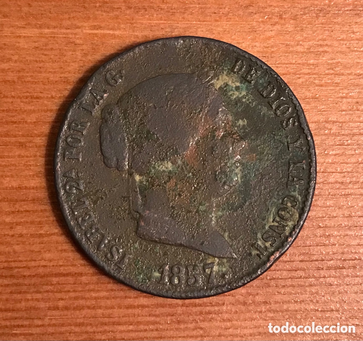 Monedas de Espa&ntilde;a: Moneda 25 c&eacute;ntimos de real. Isabel II. 1857. - Foto 1