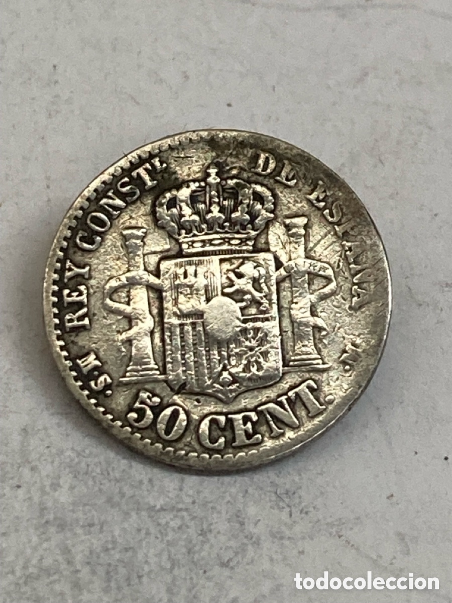Monedas de Espa&ntilde;a: Moneda de plata 50 c&eacute;ntimos 1880 V15 - Foto 2