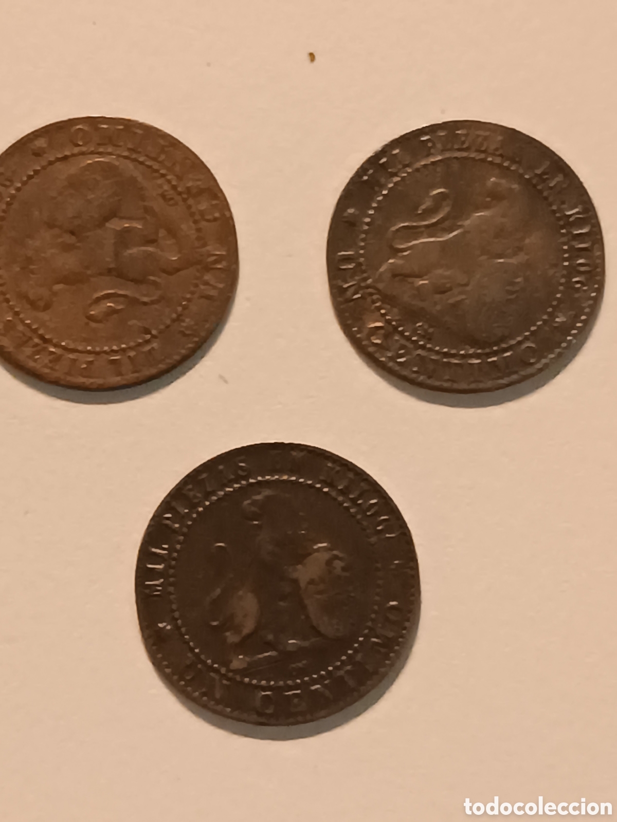 Monedas de Espa&ntilde;a: 3 monedas cobre 1 c&eacute;ntimo Espa&ntilde;a 1870 - Foto 4