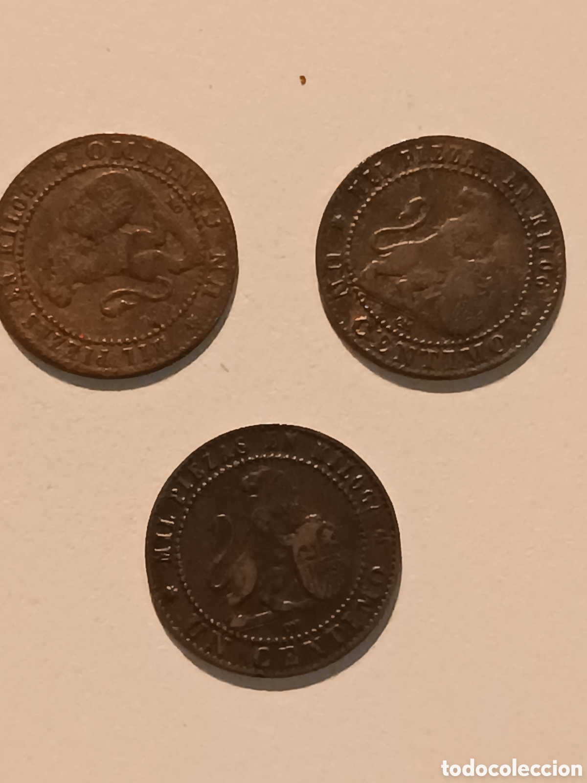 Monedas de Espa&ntilde;a: 3 monedas cobre 1 c&eacute;ntimo Espa&ntilde;a 1870 - Foto 5