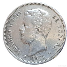 Monedas de España: MONEDA DE 5 PESETAS PLATA, AMADEO I, 1871 DE M, *18 75