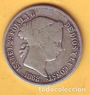 Monedas de Espa&ntilde;a: 40 CENTIMOS DE ESCUDO DE ISABEL II CECA MADRID 1868 - Foto 1