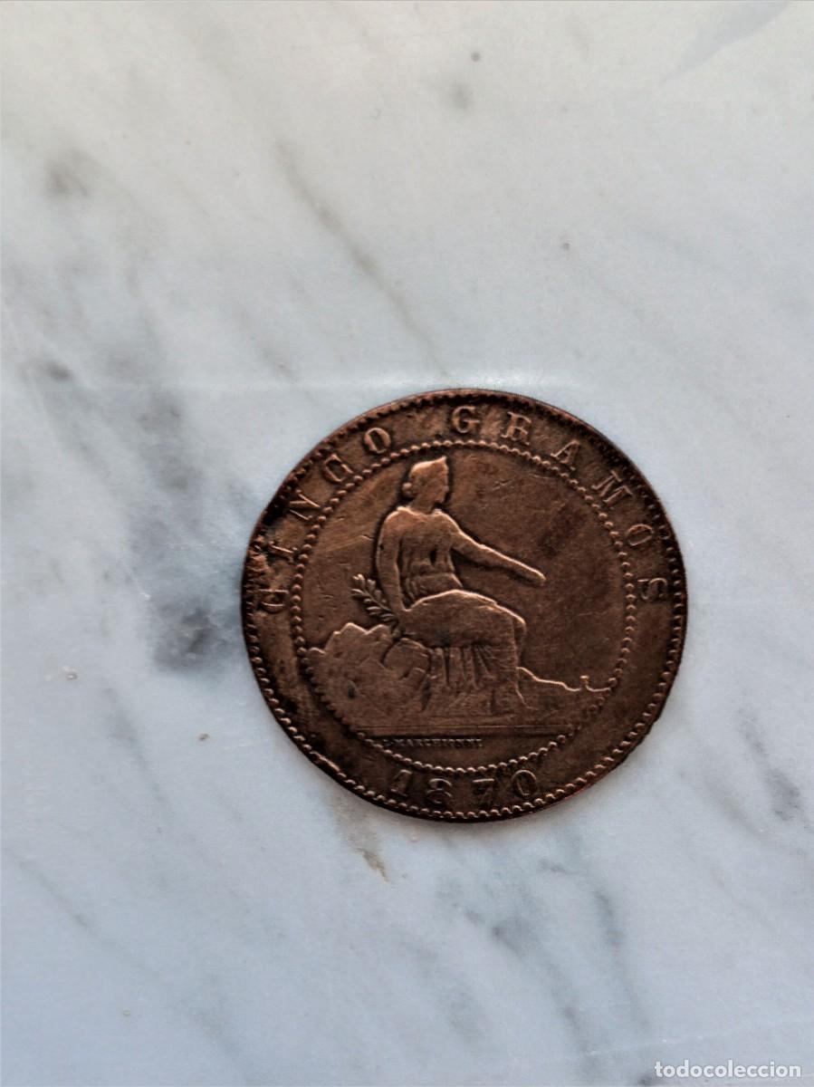 Monedas de Espa&ntilde;a: 5 centimos de Barcelona 1870 - Foto 1