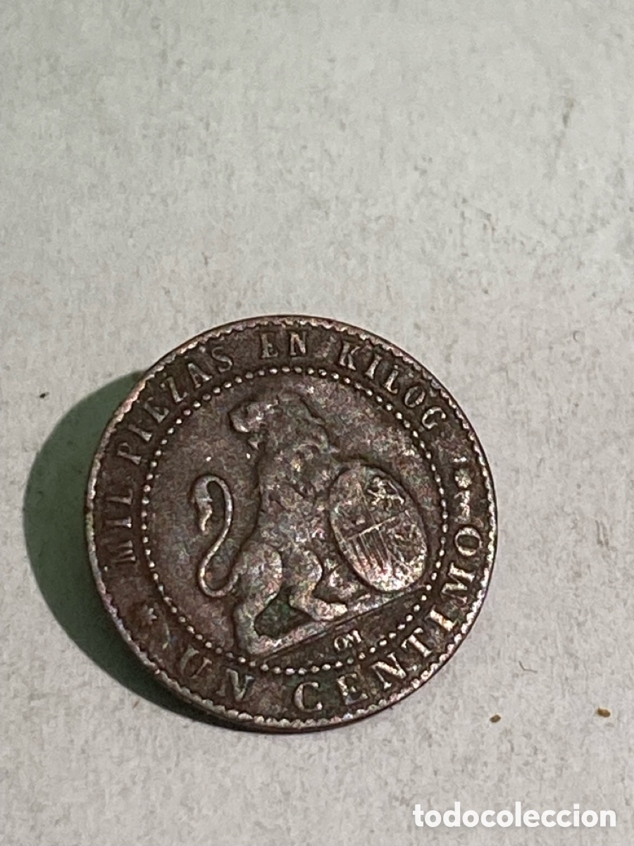 Monedas de Espa&ntilde;a: Moneda de 1 c&eacute;ntimo 1870 L50 - Foto 2