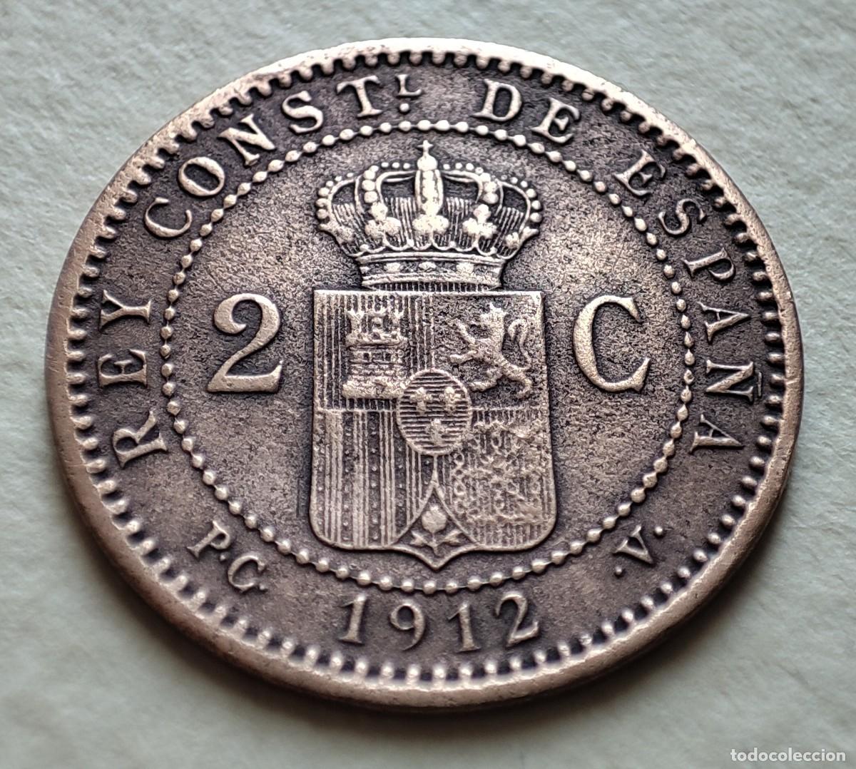 Monedas de Espa&ntilde;a: Moneda 2 C&eacute;ntimos 1912 *12 Alfonso XIII - Foto 2