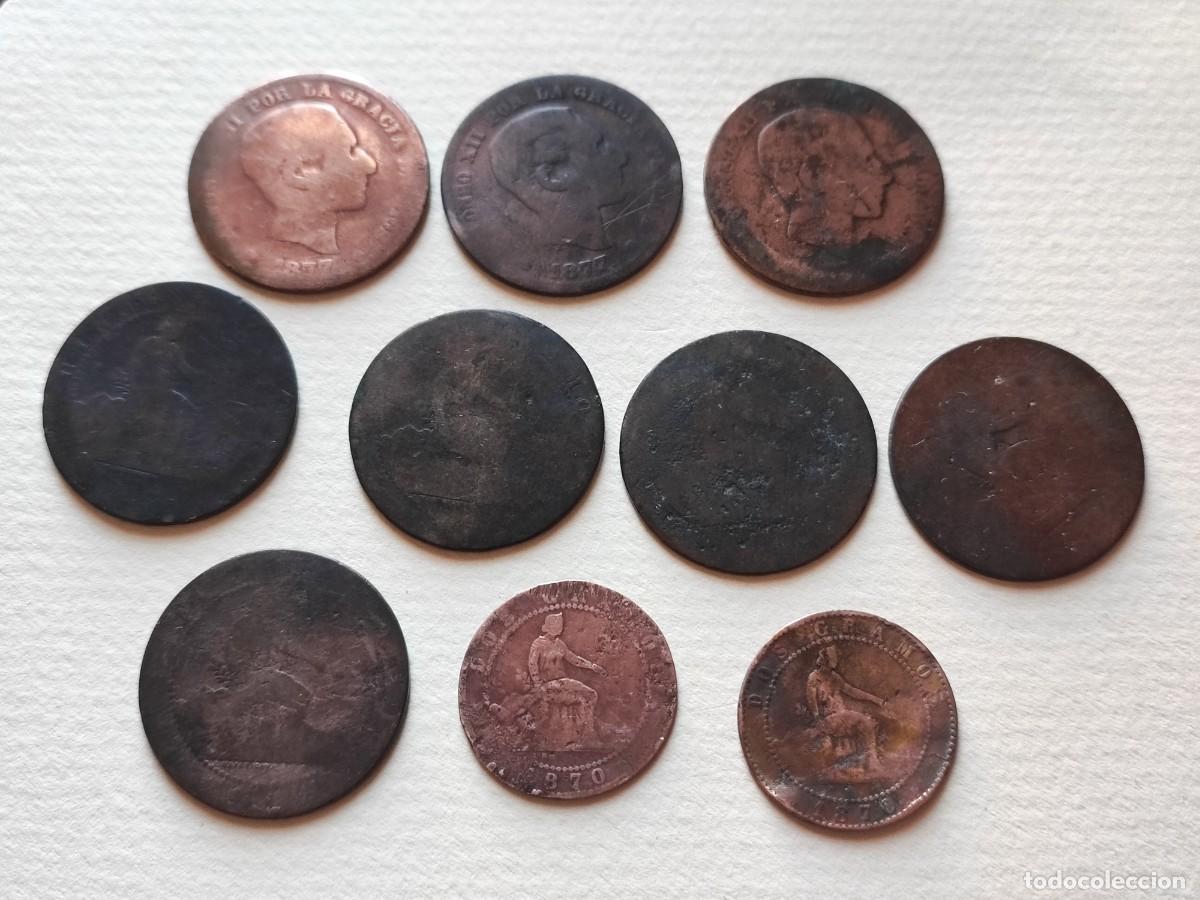Monedas de Espa&ntilde;a: Lote 10 monedas de cobre espa&ntilde;olas - Foto 1