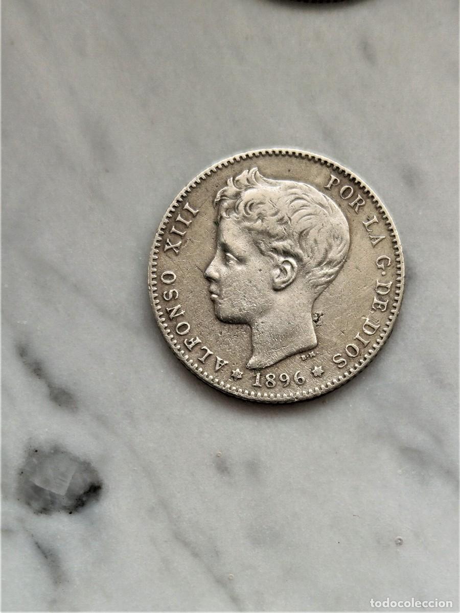 Monedas de Espa&ntilde;a: 1 peseta 1896(18-96) de plata PGV. - Foto 1