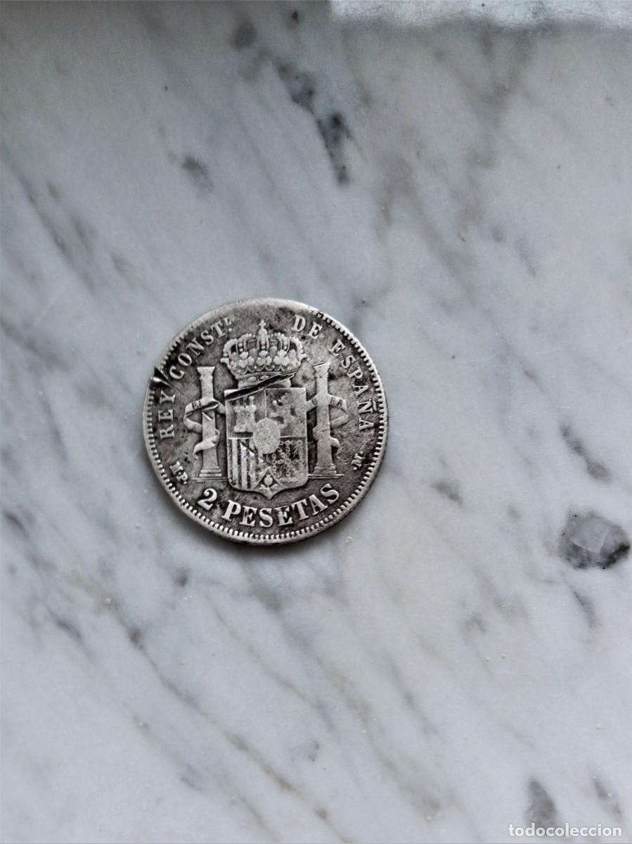 Monedas de Espa&ntilde;a: 2 pesetas de 1889 de plata MPM de Madrid. - Foto 2