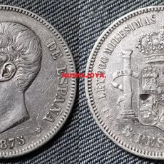 1875 Spain DE-M Alfonso XII 5 PESETAS Silver Coin 1875 Spain DE-M Alfonso XII 5 PESETAS Silver Coin