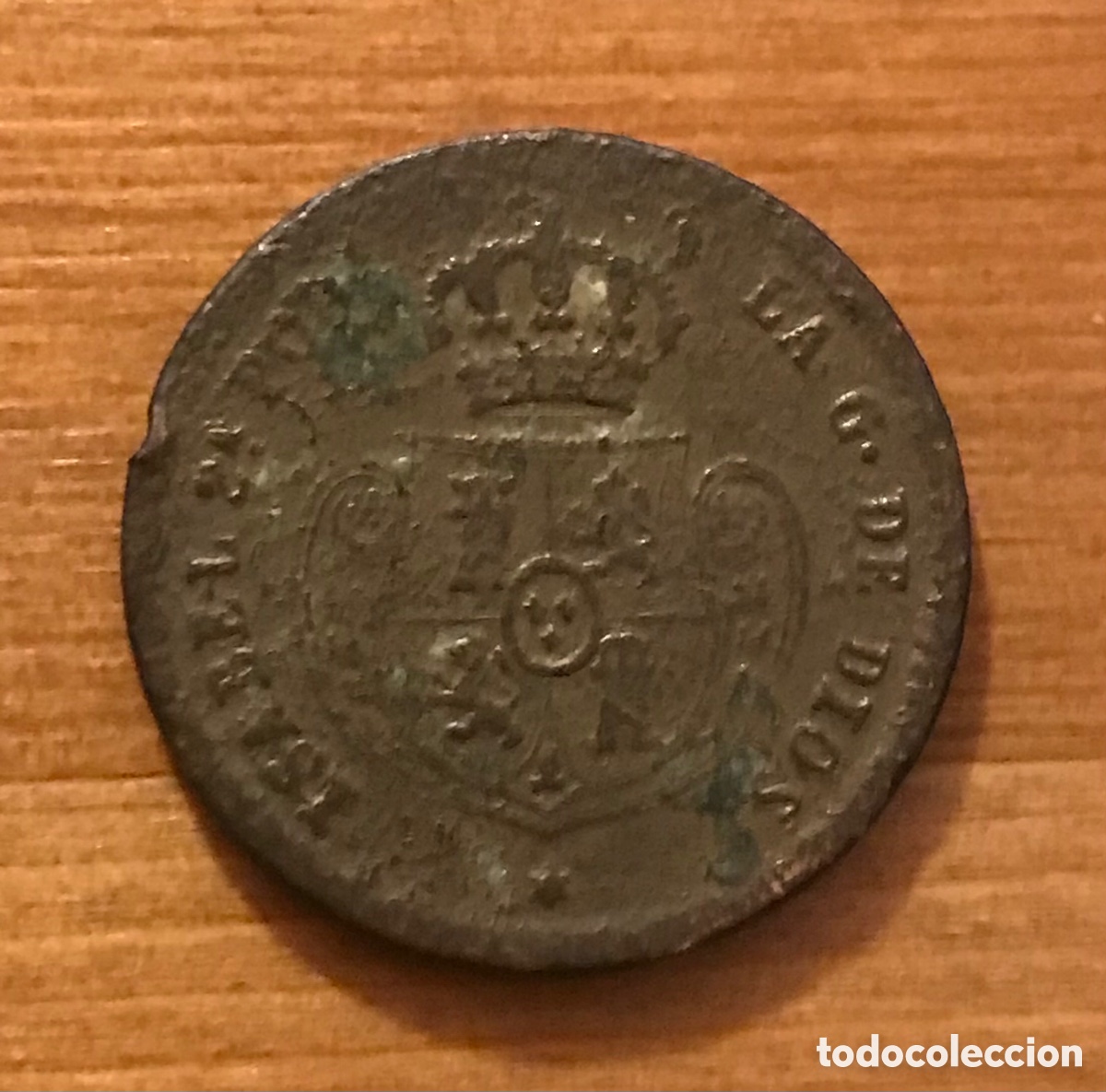 Monedas de Espa&ntilde;a: Moneda una d&eacute;cima de real. Isabel II. 1850. - Foto 2